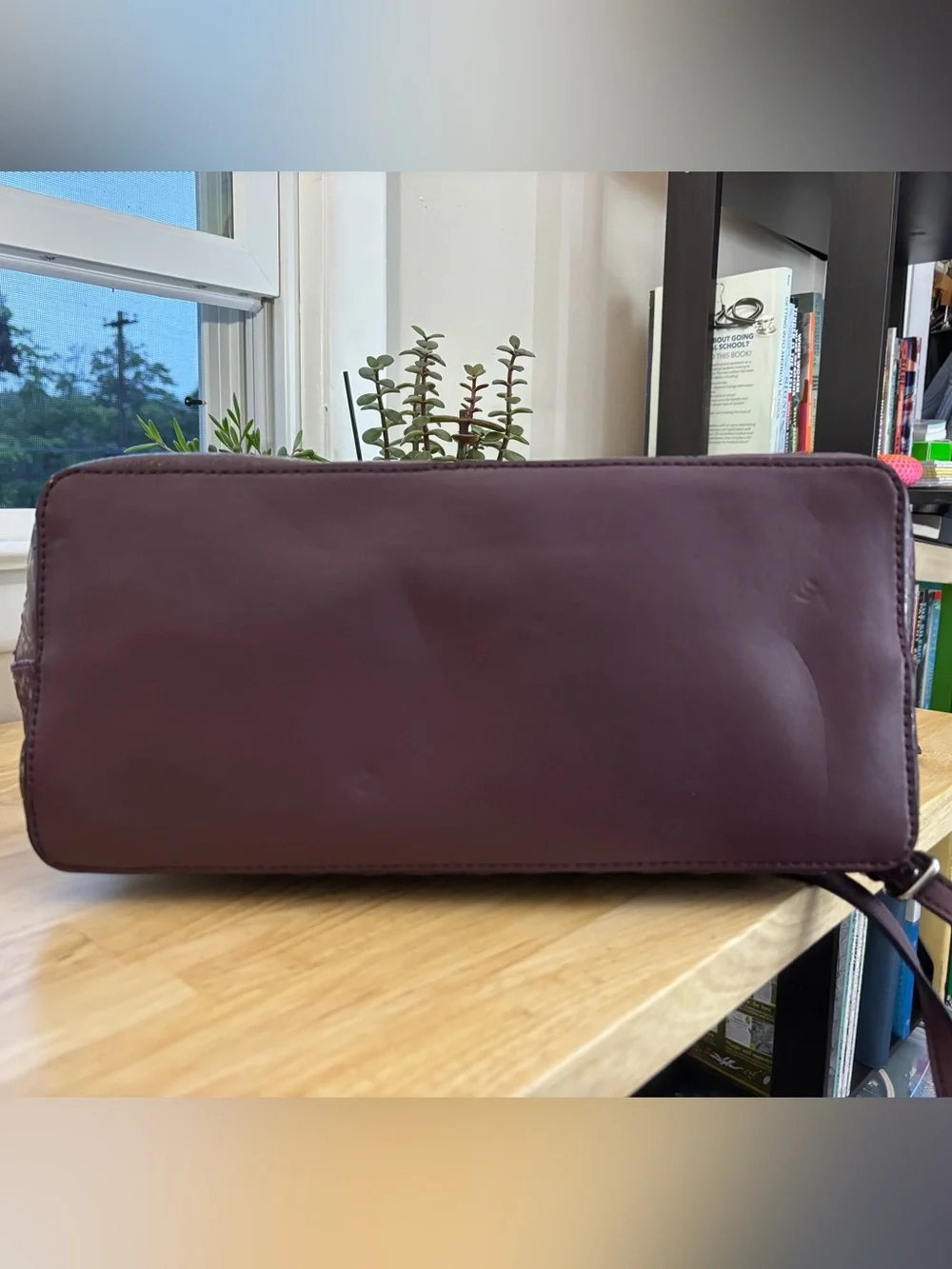 GUESS Plum Satchel with Matching Wallet